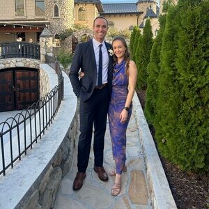 Zara Blue and Gold Women's Wedding Guest Dress